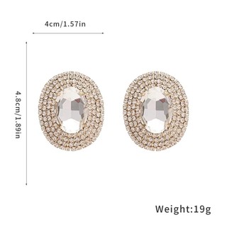 Bông tai pha lê hình bầu dục với kim cương giả, bling sang trọng cho đám cưới hay sự kiện buổi tối