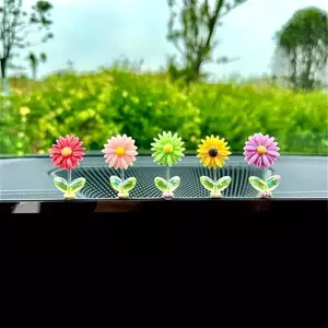 Bộ 5 Đồ Trang Trí Bảng Điều Khiển Hoa Cầu Vồng - Daisy Center Console Lắc Trang Trí - Vui Nhộn, Dễ Thương, Nhiều Màu - Hoa May Mắn, - Trang Trí Nội Thất Ô Tô