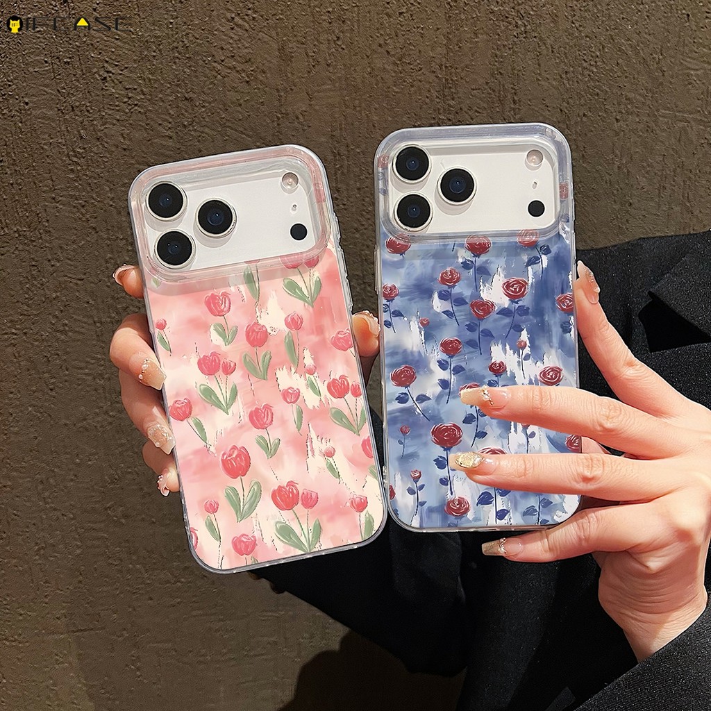 Dành Cho Samsung Galaxy S25 S24 S23 S22 S21 S20 S10 Plus Note 20 Ultra FE 9 S25 + S24 + S23 + Ốp Điện Thoại Sơn Hoa Tulip Màu Hồng Xanh Chống Sốc Vỏ