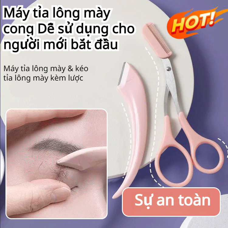 ❤️Chính Hãng❤️Bộ dao cạo an toàn gấp gọn cho người mới bắt đầu kèm lưới bảo vệ, tông đơ tỉa lông mày, dao cạo lông mày lưới bảo vệ