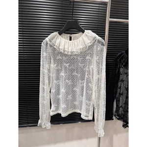 Milyfashion Rời Ren Dài Tay Đáy Nơ Mùa Thu Cổ Đôi