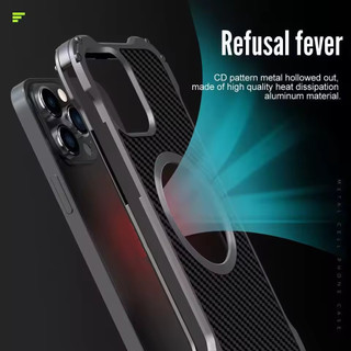[JLK] Ốp Điện Thoại Từ Kim Loại Nhôm Sợi Carbon Cho iPhone 17 Air 16 15 14 Plus 13 Pro Max Ốp Lưng Chống Sốc Có Bảo Vệ Camera
