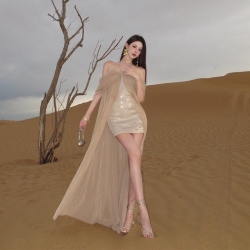 Đầm voan trễ vai Bling Bling