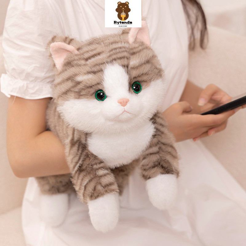 Nằm Mèo Sang Trọng Đồ Chơi Cho Bé Gái Bé Trai Đồ Chơi Trẻ Em Dễ Thương Mô Phỏng Mèo Sang Trọng Gối Búp Bê Thú Cưng Vui Vẻ Mèo Con Nhồi Bông Tựa Đầu Trang Trí Phòng Ngủ Mềm Mại Cho Bé Làm Dị Bạn Bè Quà Tặng Giáng Sinh