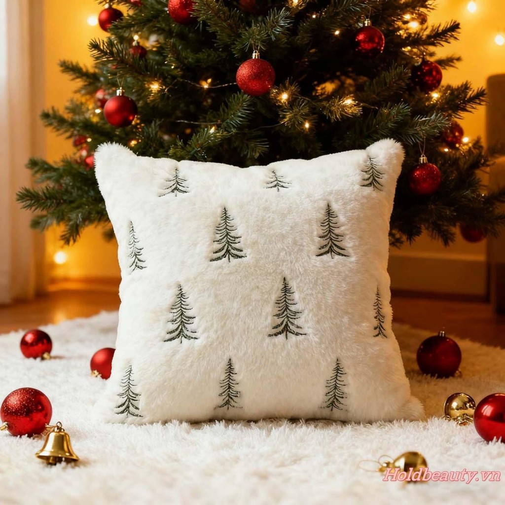 Giáng Sinh Vỏ Gối Thêu Cây Ném Gối Trang Trí Nhà Cho Sofa Phòng Ngủ
