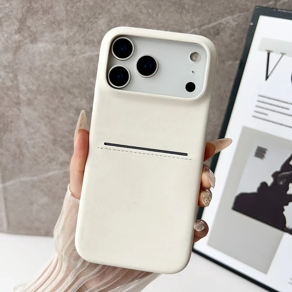 Skin Touch Khe cắm thẻ di động Bao da cho iPhone 17 Air 16 15 Plus 17 Pro Maxl Vỏ mờ chống sốc