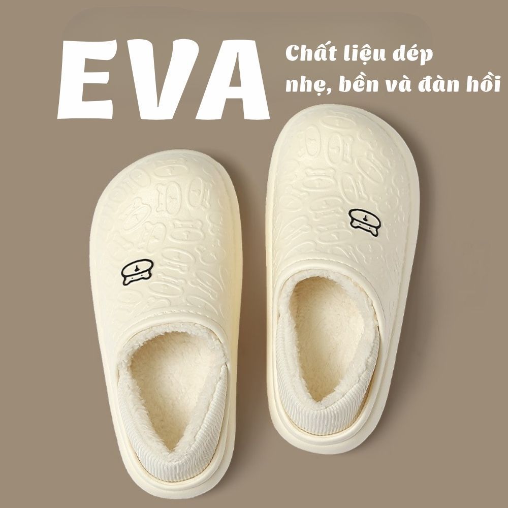 Dép Bông Nam Nữ Đi Trong Nhà Lót Lông Giữ Ấm, Đế Chống Trơn, Hình Gấu Bear Richouse