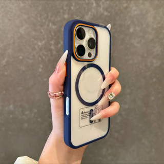 Ốp điện thoại di động từ tính tương phản trong suốt sang trọng cho iPhone17 16 Pro Max 15 14 13 12 11 Pro Max Bảo vệ Camera chống sốc Vỏ cứng chống rơi