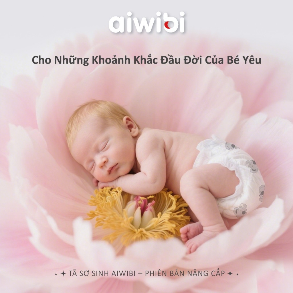 [Combo 5] Tã/Bỉm Cho Trẻ Sơ Sinh Cao Cấp Aiwibi Siêu Thấm Hút, Chống Tràn - Gói New Born 22 Miếng