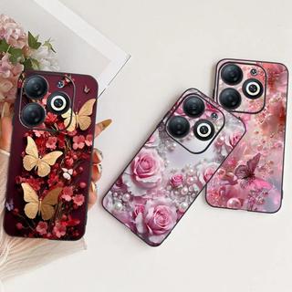 Dành Cho Infinix Smart 8 Plus 8 Pro Smart8 HD Ốp lưng Hoa Butterflu Nhiều Màu Sắc Nữ Tính Mềm Vỏ Silicon Mờ Ốp Lưng