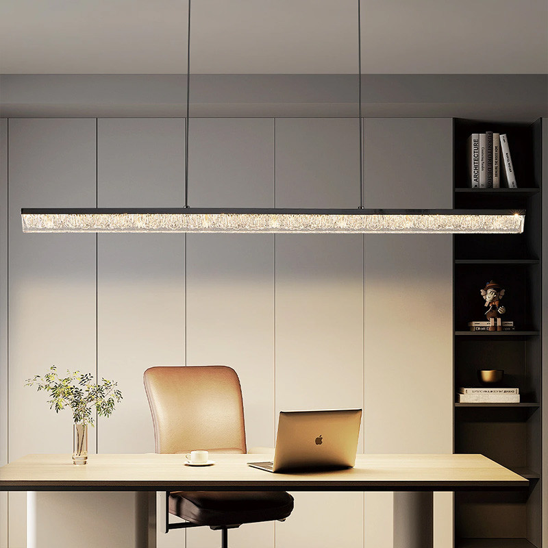 Đèn dây chuyền tuyến tính màu đen Đèn chùm Led có thể điều chỉnh độ sáng hiện đại Bàn hồ bơi tối giản Đèn treo trần cho nhà bếp Đảo phòng ăn Thanh
