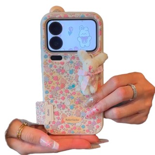 Thích hợp cho 17ProMax Vỏ Điện Thoại Thu Đông Thỏ Nơ iPhone16 / 15 Hạt Da 14 / 13 Nhãn