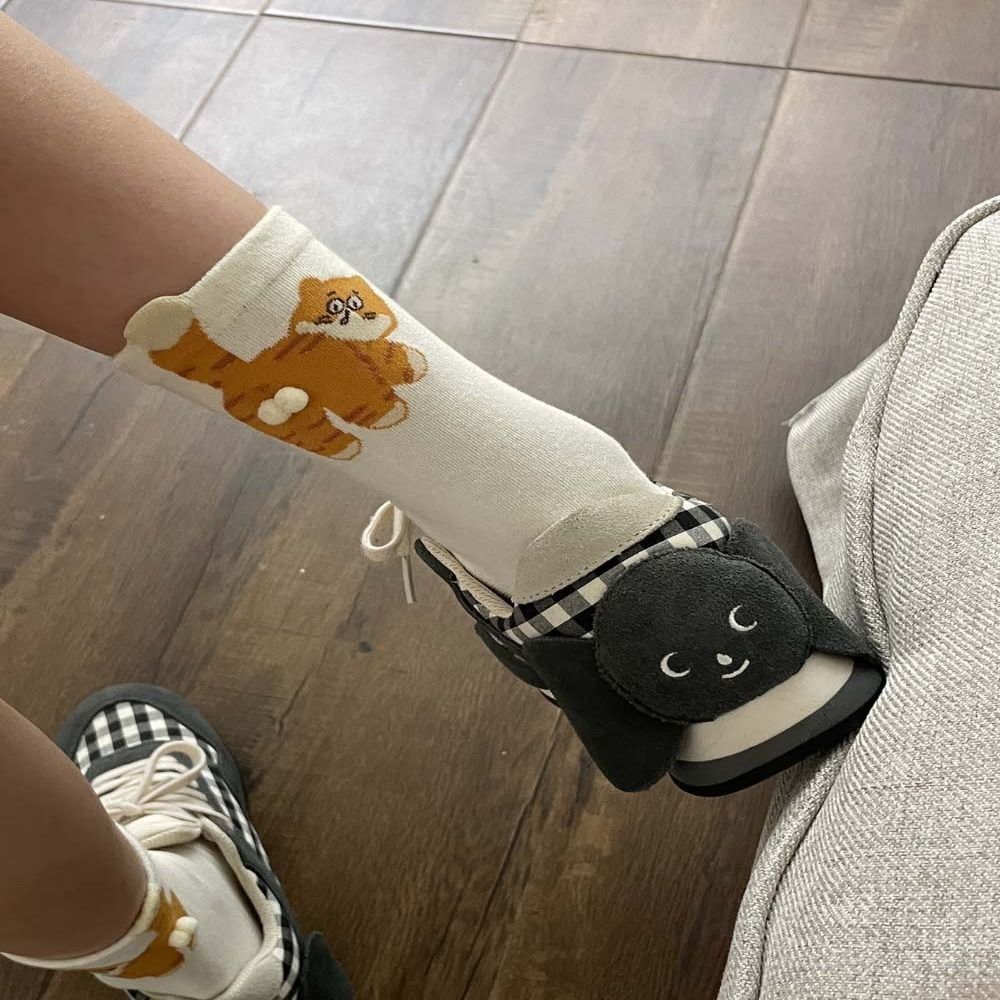 Tất Cotton YMIFI Ống Giữa Trứng Mèo Hút Mồ Hôi, Thiết Kế Thoải Mái Ba Chiều Cho Nam và Nữ