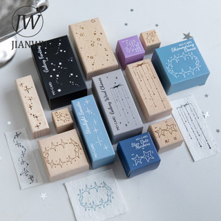 JIANWU Ngôi Sao May Mắn Đến Series Vintage Starlight Phong Cảnh Chất Liệu Cắt Dán Tem Gỗ Sáng Tạo DIY Tạp Chí Văn Phòng Phẩm