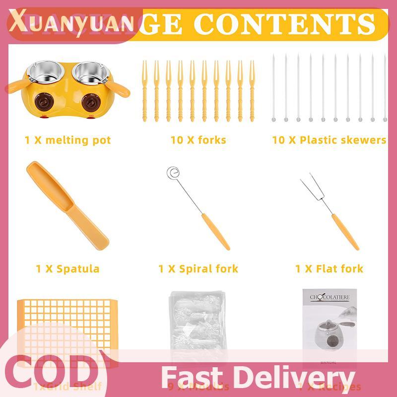 XUAN Điện Sôcôla Nóng Chảy Nồi Sô Cô La Fondaue Ấm Máy Cho Sữa Sô Cô La Đơn / Đôi Nồi Sô Cô La Melter EU Cắm 1.8M Dây 25W Công Suất Thấp DIY Bộ