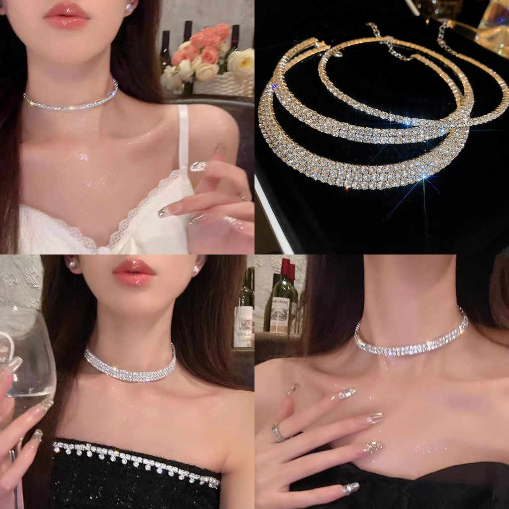 Vòng cổ choker kim cương giả, lấp lánh - Trang sức thanh lịch cho dạ hội
