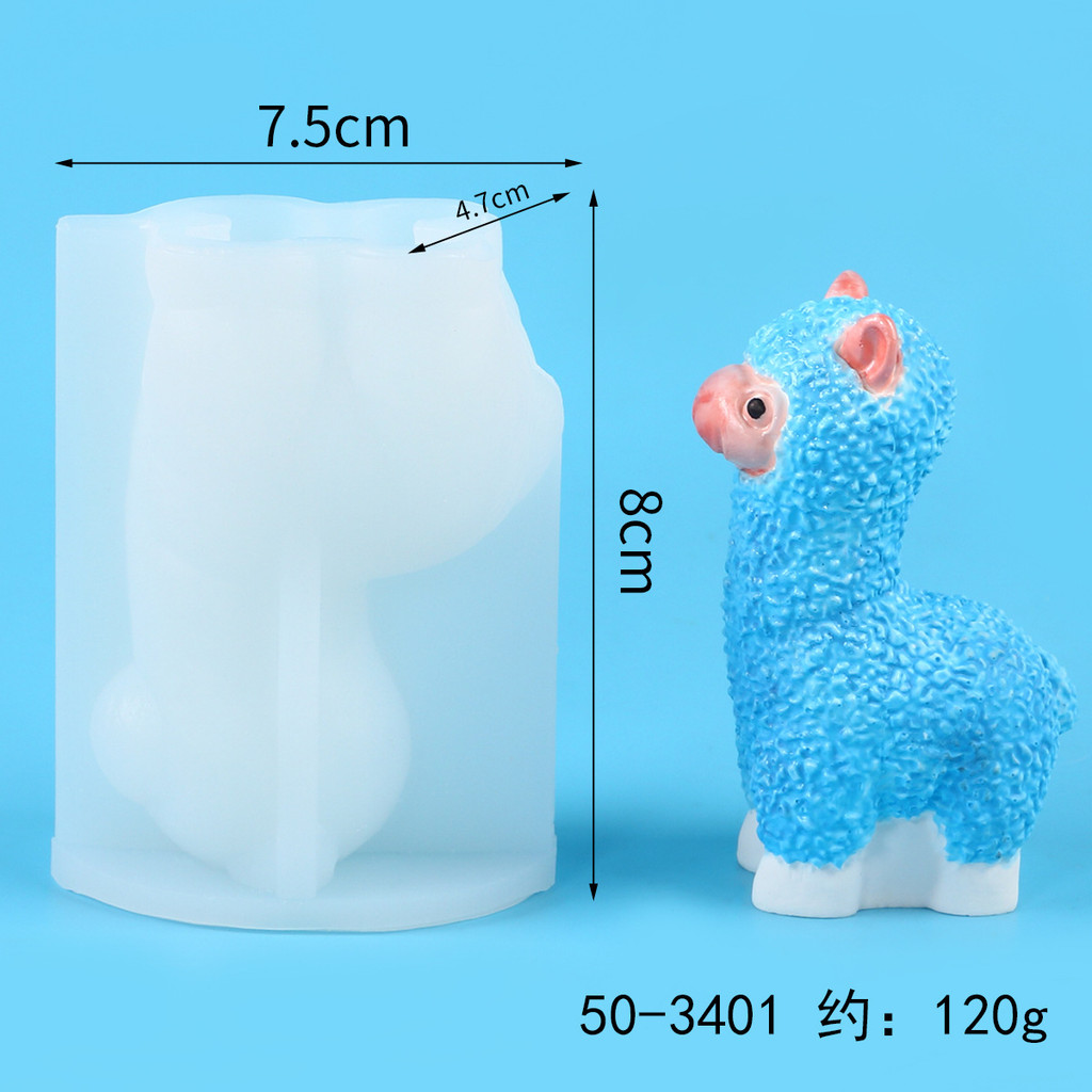 3D Động Vật Series Alpaca Tai Dài Thỏ Voi Gấu Bánh Nướng Khuôn Thạch Cao Nhào Đồ Chơi Khuôn Silicon
