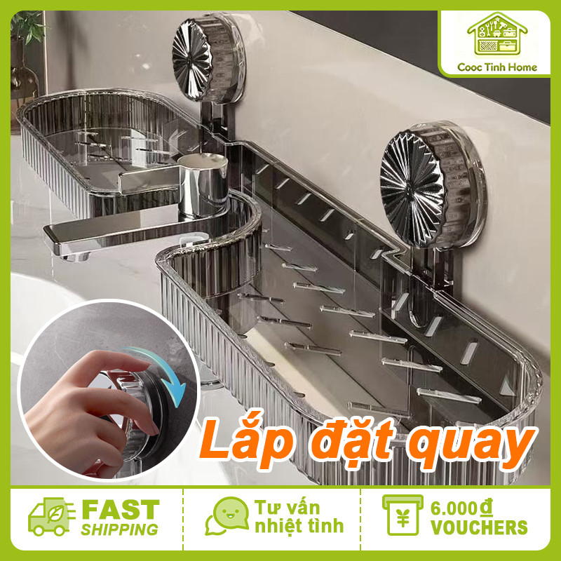 Kệ Đựng Đồ Gắn Bồn Rửa Mặt Trong Suốt, Hút Chân Không Có Lỗ Thoát Nước – Kệ Nhà Tắm Đa Năng Tiện Lợi