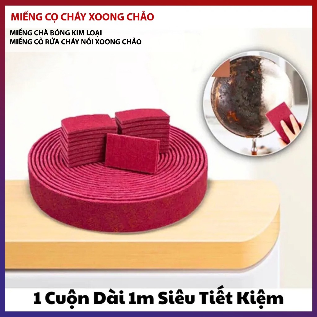 [ Loại 1] Cuộn Dài 1m Tiết Kiệm Miếng Cọ Rửa Cháy Nồi Xoong Chảo, Miếng Chà Bóng Kim Loại Đa Năng