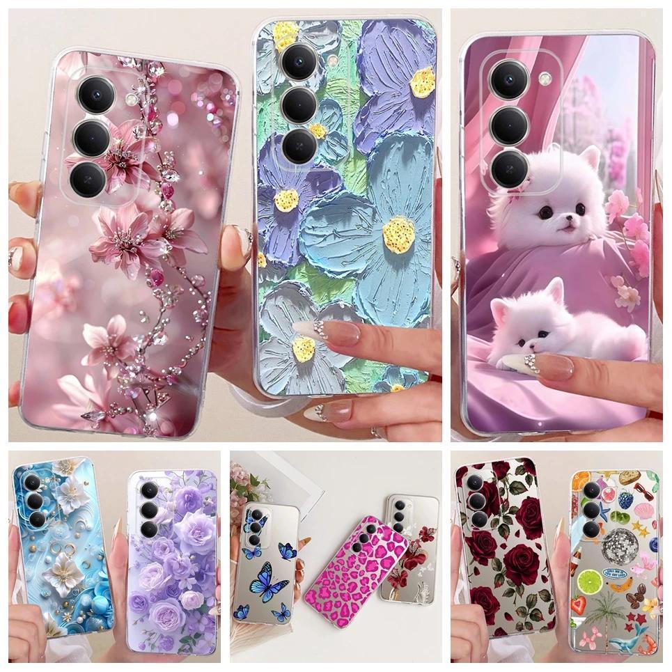 Thời Trang Mới Sang Trọng Nơ Hoa Tranh Dành Cho Xiaomi Redmi 15 Redmi15C 15C Vỏ Camera Bảo Vệ Trong Suốt Silicon Mềm Cản