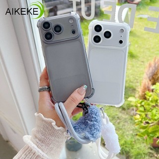 Ốp điện thoại mờ dây đeo sang trọng mùa thu đông cho OPPO Reno 14F 14 13 13F 12 12F 11 11F 10 9 Pro Plus 8 Pro 7 Lite 7Z 5G 4G Vỏ mềm trong suốt sang trọng bốn góc Vỏ mềm chống sốc