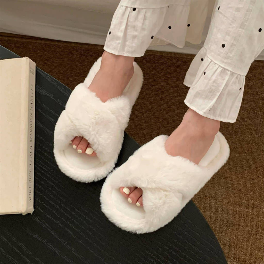 XIXITIAO Dép Cotton Lông Nữ Thời Trang Đơn Giản Phong Cách Mới Thu Đông Ấm Áp Thoải Mái