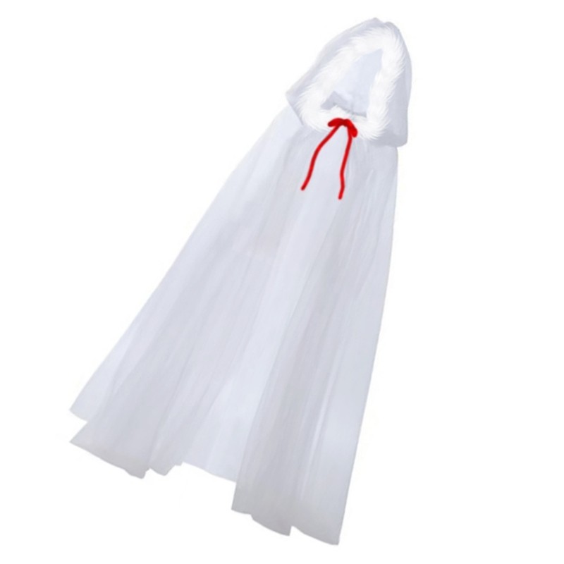 Flgo Trang Phục Giáng Sinh Bà Santa Cape Áo Khoác Lông Trắng Có Mũ Trùm Đầu Áo Choàng Giáng Sinh Khăn Choàng Phù Thủy Áo Dài Toàn Bộ Áo Khoác G
