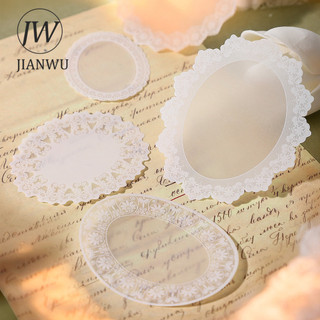 JIANWU Ren Dưới Đám Mây Series Vintage Ren Biên Giới Phong Cảnh Chất Liệu Cắt Dán Sổ Lưu Niệm Nhãn Dán Sáng Tạo Tạp Chí Văn Phòng Phẩm