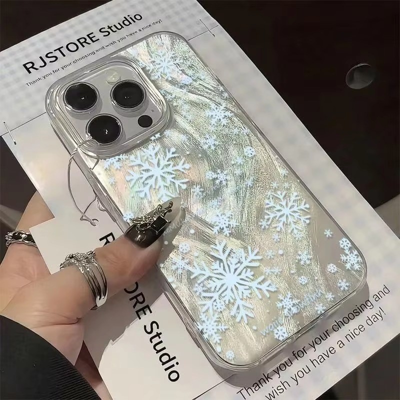 Vỏ Tương Thích Cho iPhone 16 15 17 Pro Max 11 13 14 12 Pro Cho iPhone 16e 7 8 Plus XS Max X XR SE2022 Bông Tuyết Trắng Mùa Đông Thanh Lịch Giáng Sinh Vỏ Cứng Chống Sốc