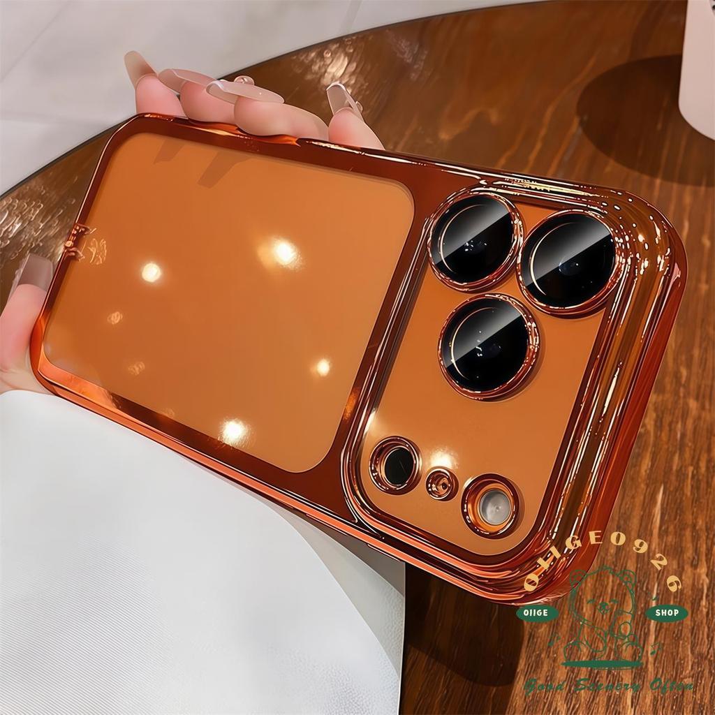 【 Ốp lưng iPhone17 】 Vỏ điện thoại mạ màu cam chống rơi iphone17 Pro Max 16 15 14 13 12 cho vỏ iPhone Vỏ mềm silicon TPU chống sốc