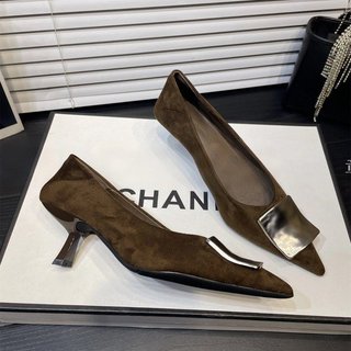 Giày Cao Gót Nữ Mũi Nhọn Gót Chân Slip-On Nông Miệng 34-41