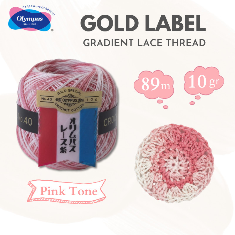 OLYMPUS GOLD LABEL Gradient Lace Thread #40, Col.38 Pink Tone, 10g ...