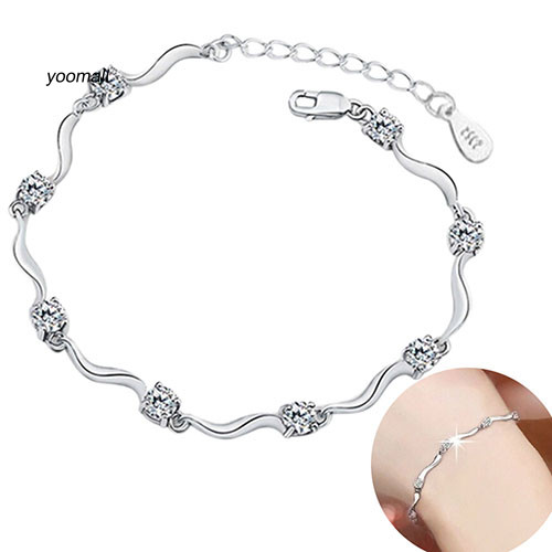 YO / Nữ Giả Bạc Pha Lê Tre Vòng Tay Trang Sức Thời Trang