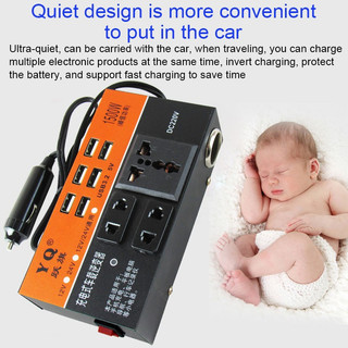Rẻ Bộ Chuyển Đổi Nguồn Điện Xe Hơi 1500W 12V 24V Sang 220V Bộ Chuyển Đổi Nguồn Điện Đa Năng Xe Tải Ổ Cắm Sạc DC Biến Tần
