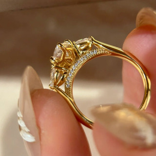 Nhẫn nữ zircon mô phỏng moissanite mắt ngựa, phong cách châu Âu và Mỹ