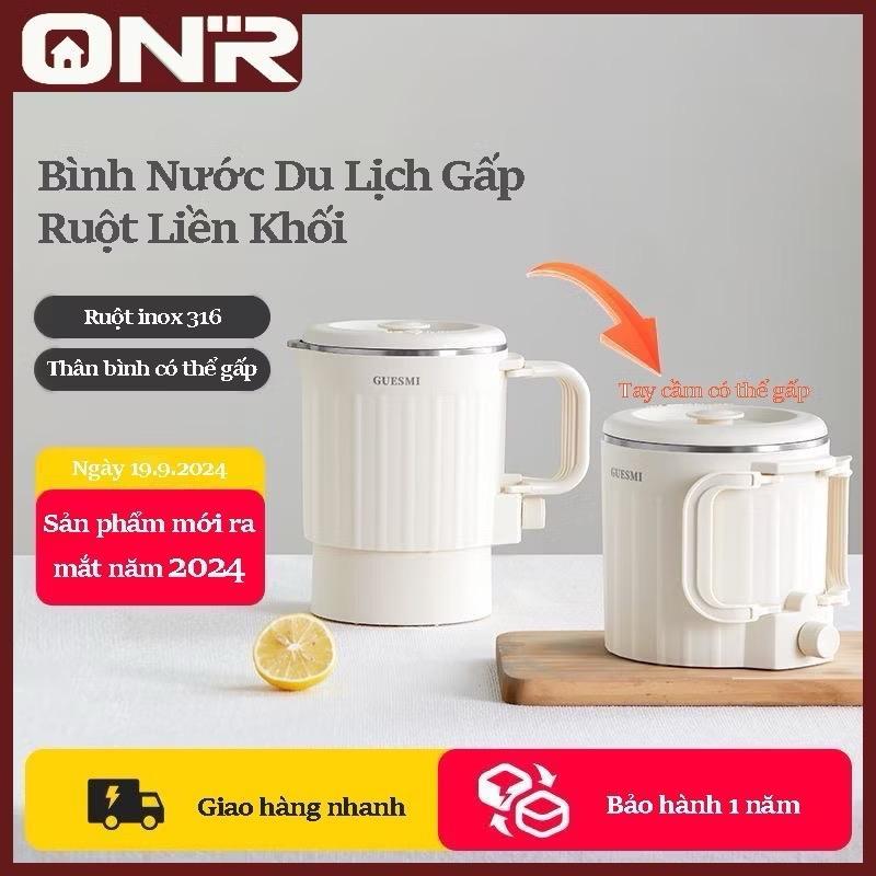 Ấm Đun Nước Điện 800ML, Chống Bỏng Hai Lớp, Tự Động Ngắt, Ấm Đun Nước Gấp Gọn 600W, Nồi Nấu Mì