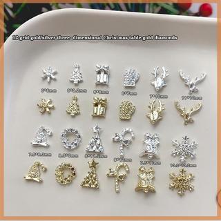 [savemoneyeveryday] 48 Cái / hộp Đồ trang trí nghệ thuật làm móng Giáng sinh với tuần lộc dễ thương, bông tuyết và chuông Phụ kiện làm móng [vn]