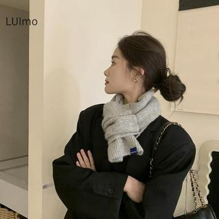 Khăn dệt kim chữ lười màu trơn ngắn, ấm áp thu đông, bảo vệ cổ cho nam và nữ
