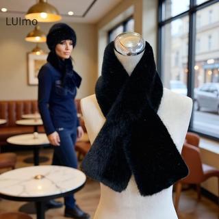 LUImo Nữ Mùa Đông Ấm Áp Làm Dày Cổ Chữ Thập Khăn Màu Trơn Giả Lạnh Khăn Thời Trang Mềm Lông Cổ Ấm Hơn SBS