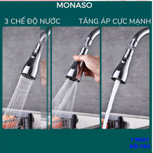 Đầu vòi nước tăng áp rửa bát xoay 360 MẪU MỚI có 3 chế độ tiện dụng