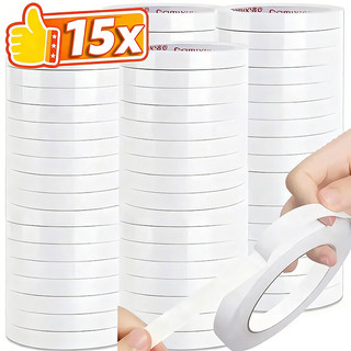 5 / 10 / 15Rolls Băng keo hai mặt siêu mỏng - DIY White Strong Sticky Tape Đồ dùng văn phòng trường học