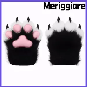 Găng tay trang phục Cosplay MERIGGIARE, Găng tay lông thú ấm áp hoạt hình, Găng tay mèo sang trọng sang trọng Kawaii Squeaky Hội nghị Anime