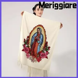 Khăn quàng cổ MERIGGIARE, Yếm khăn quàng cổ ấm in hình Đức Trinh Nữ Guadalupe, Khăn choàng chống gió đa năng chống lạnh cho nữ