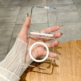 Ốp Điện Thoại Trong Suốt Từ Tính Mỏng Cho Samsung Galaxy Z Flip 7 5G Bản Lề Trong Suốt Bảo Vệ Chống Sốc Bao Lật