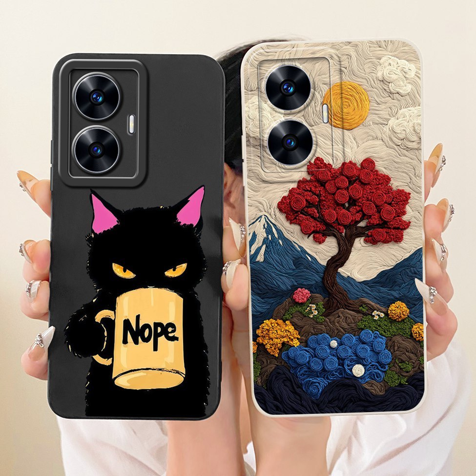Ốp Lưng Cho Realme C55 Vỏ RMX3710 Silicon Thời Trang Cao Cấp Hoa Kawaii Dễ Thương 2D Sơn Ốp Điện Thoại Cho Real me C55