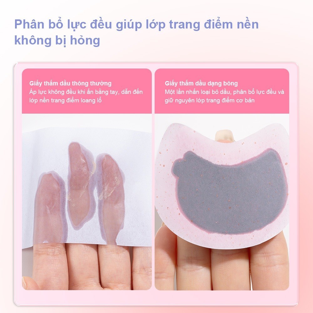 Set 100 giấy thấm dầu UKISS hoa hồng hương thơm kèm gương + puff bộ hộp di động (100 pcs/hộp)