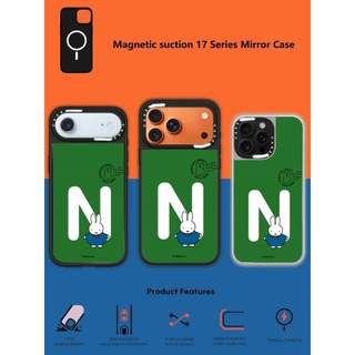 CASECASE X Miffy Custom Initial-N Case Miff Black & Sliver Mirror Vỏ iPhone hút từ tính cho iPhone 17 Air 16 15 14 13 12 Pro Max Plus Ốp lưng cứng có hộp khắc logo