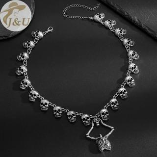 JU Halloween Fashion - Mặt dây chuyền bộ xương Gothic dành cho nam và nữ