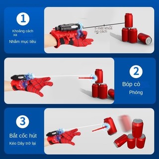 [Hỷ] Đồ chơi Spider Man hóa trang – găng tay bắn tơ độc đáo có giác hút, dây kéo dài, kèm 3 tên nhện tặng kèm