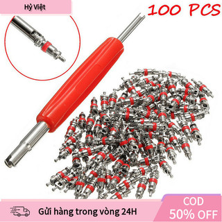 【Hỷ】Bộ Sản Phẩm 100 Van Thân Lõi Thay Thế Lốp (Có Cờ Lê) Cho Xe Ô Tô, Chất Liệu Kim Loại, Chất Lượng Tốt, Giá Rẻ